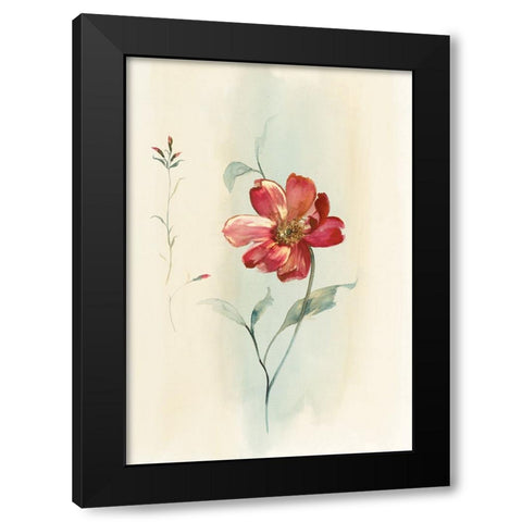 Modern Red Floral Black Modern Wood Framed Art Print by Unknown