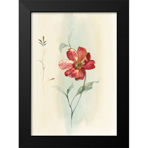 Modern Red Floral Black Modern Wood Framed Art Print by Unknown
