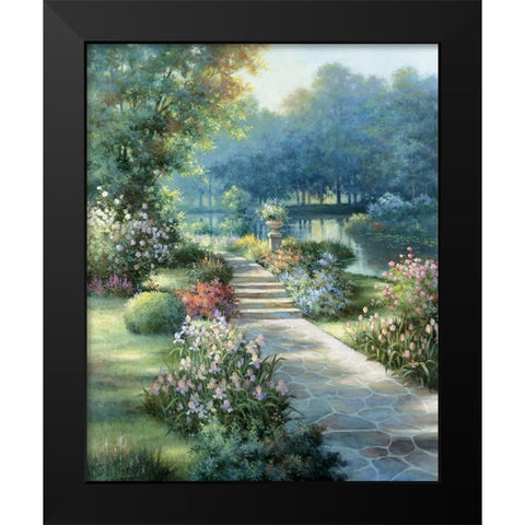 Garden Stone Path I Black Modern Wood Framed Art Print by Unknown