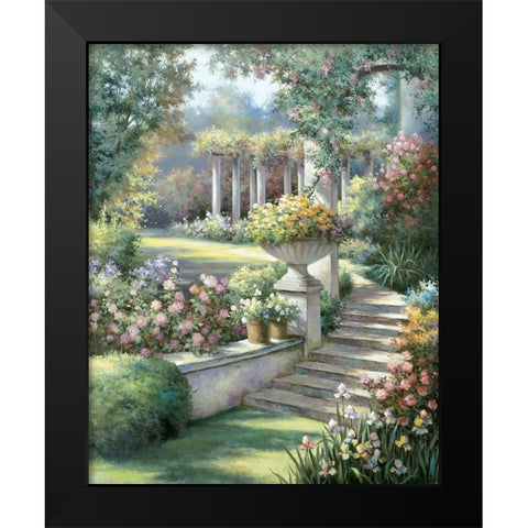 Garden Stone Path II Black Modern Wood Framed Art Print by Unknown
