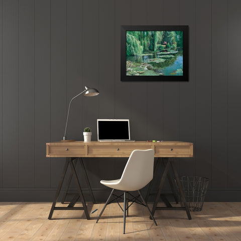 Waterlilies Pond Black Modern Wood Framed Art Print by Unknown