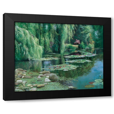 Waterlilies Pond Black Modern Wood Framed Art Print by Unknown