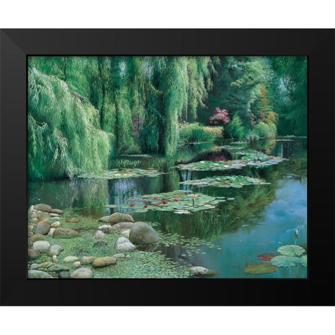 Waterlilies Pond Black Modern Wood Framed Art Print by Unknown