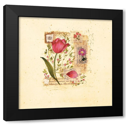 Parisian Tulip II Black Modern Wood Framed Art Print with Double Matting by Unknown