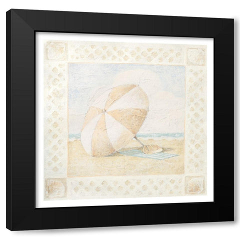 Beach Umbrella II Black Modern Wood Framed Art Print by Unknown