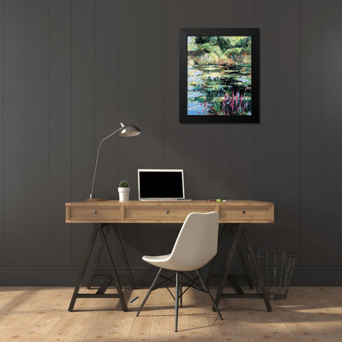 Pond of Flowers I Black Modern Wood Framed Art Print by Unknown