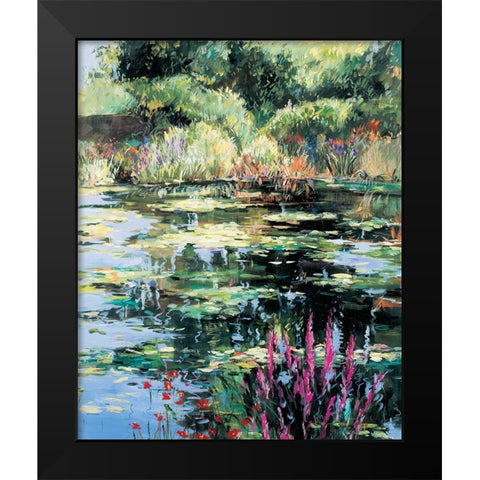 Pond of Flowers I Black Modern Wood Framed Art Print by Unknown