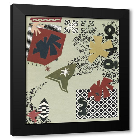 Tile Abstract II Black Modern Wood Framed Art Print with Double Matting by Unknown