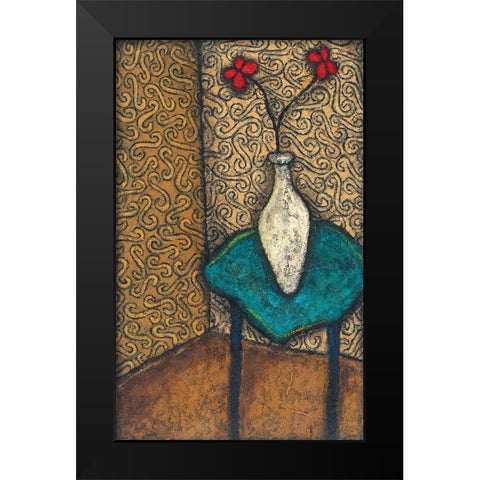 Vase on Blue Table Black Modern Wood Framed Art Print by Unknown
