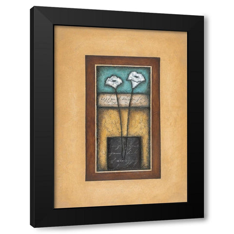 Lilies in Vase Black Modern Wood Framed Art Print by Unknown