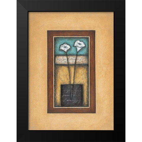 Lilies in Vase Black Modern Wood Framed Art Print by Unknown
