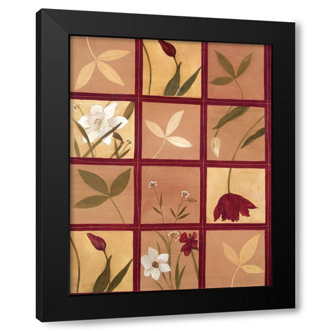 Windowpane of Flowers Black Modern Wood Framed Art Print with Double Matting by Unknown