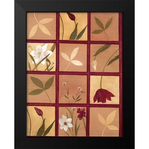 Windowpane of Flowers Black Modern Wood Framed Art Print by Unknown