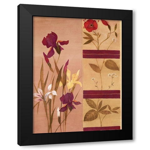 Floral Collage I Black Modern Wood Framed Art Print with Double Matting by Unknown