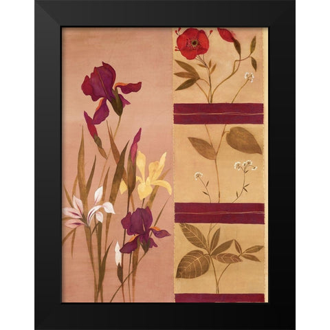 Floral Collage I Black Modern Wood Framed Art Print by Unknown