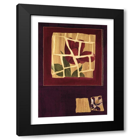 Floral Mosaic Black Modern Wood Framed Art Print by Unknown