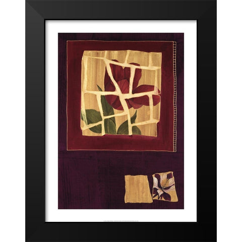 Floral Mosaic Black Modern Wood Framed Art Print by Unknown