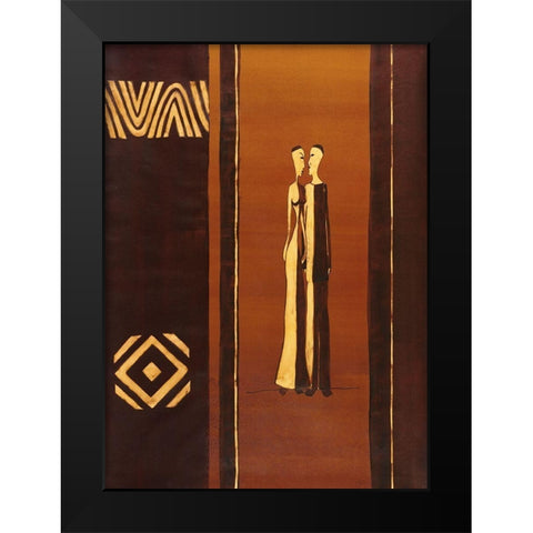 African Couple Black Modern Wood Framed Art Print by Unknown