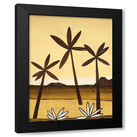 Palm Trees Black Modern Wood Framed Art Print by Unknown