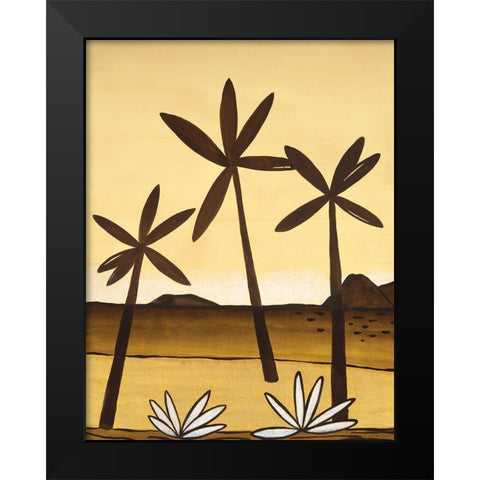 Palm Trees Black Modern Wood Framed Art Print by Unknown