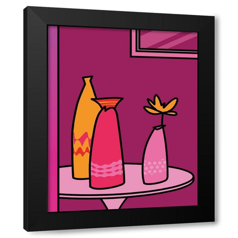 Colorful Vases I Black Modern Wood Framed Art Print with Double Matting by Unknown