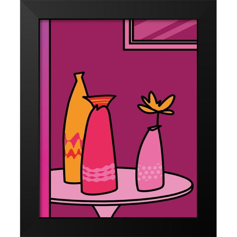 Colorful Vases I Black Modern Wood Framed Art Print by Unknown