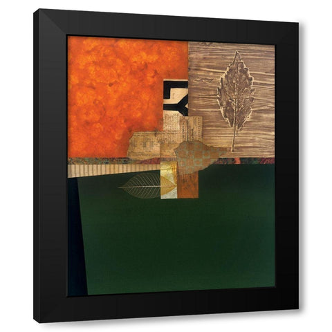 Golden Leaf I Black Modern Wood Framed Art Print with Double Matting by Unknown