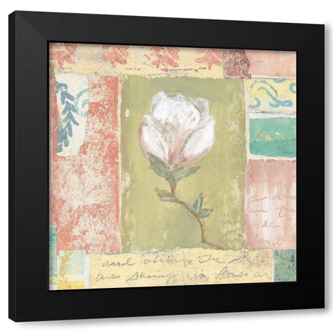 Floral Watercolor Collage I Black Modern Wood Framed Art Print by Unknown
