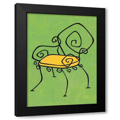 Green Chair Black Modern Wood Framed Art Print with Double Matting by Unknown