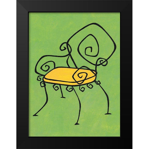 Green Chair Black Modern Wood Framed Art Print by Unknown