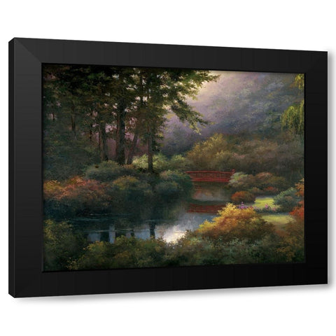 Red Bridge Black Modern Wood Framed Art Print by Unknown