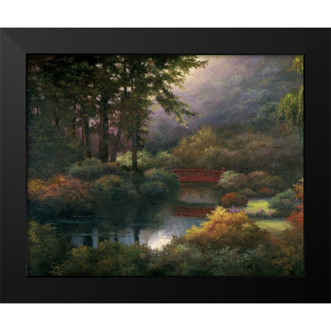 Red Bridge Black Modern Wood Framed Art Print by Unknown