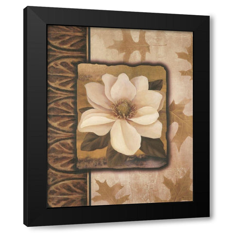 White Orchid Black Modern Wood Framed Art Print with Double Matting by Unknown