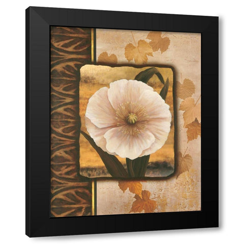 White Poppy Black Modern Wood Framed Art Print by Unknown