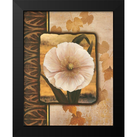 White Poppy Black Modern Wood Framed Art Print by Unknown