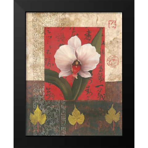 White Chinese Orchid Black Modern Wood Framed Art Print by Unknown