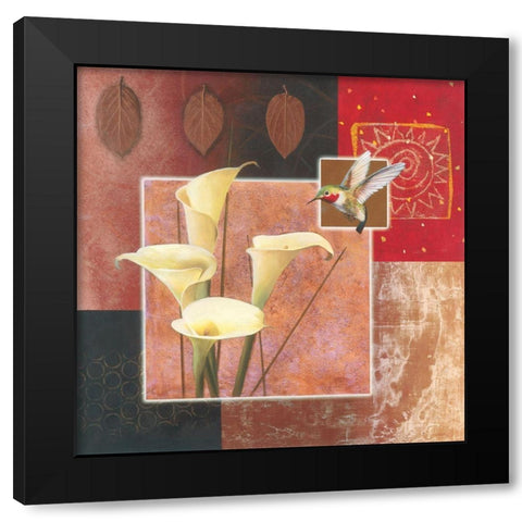 Calla Lily with Hummingbird Black Modern Wood Framed Art Print by Unknown