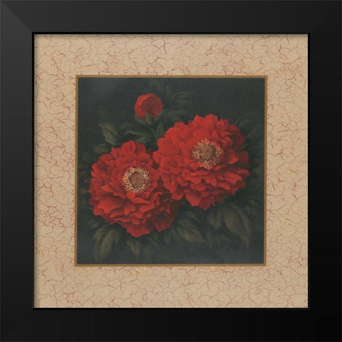 Red Carnation with Border II Black Modern Wood Framed Art Print by Unknown
