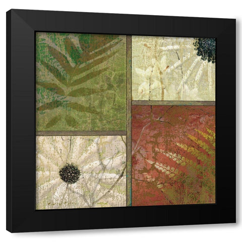 Floral Collage II Black Modern Wood Framed Art Print by Unknown