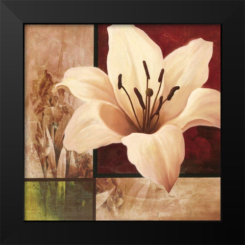 Lily Collage Black Modern Wood Framed Art Print by Unknown