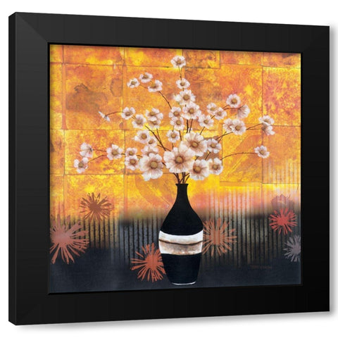 Black Vase Yellow Floral I Black Modern Wood Framed Art Print with Double Matting by Unknown