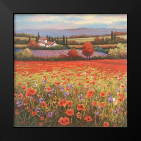 Poppy Pastures I Black Modern Wood Framed Art Print by Unknown