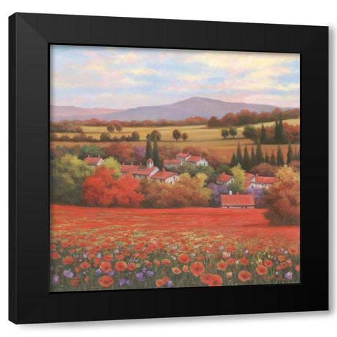 Poppy Pastures II Black Modern Wood Framed Art Print with Double Matting by Unknown