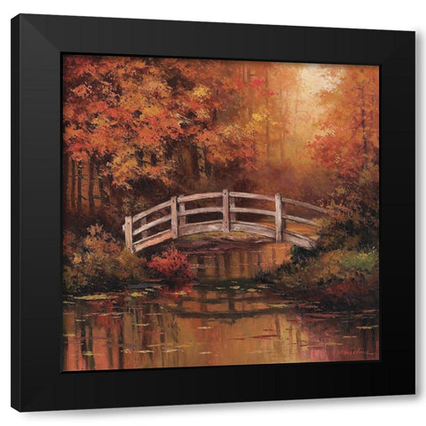 Wooden Bridge Black Modern Wood Framed Art Print by Unknown