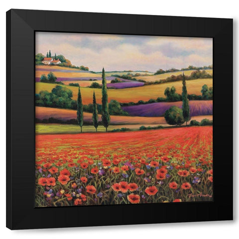 Fields of Poppies I Black Modern Wood Framed Art Print with Double Matting by Unknown