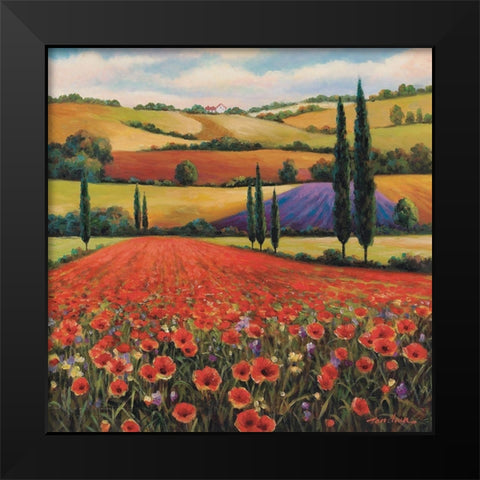 Fields of Poppies II Black Modern Wood Framed Art Print by Unknown