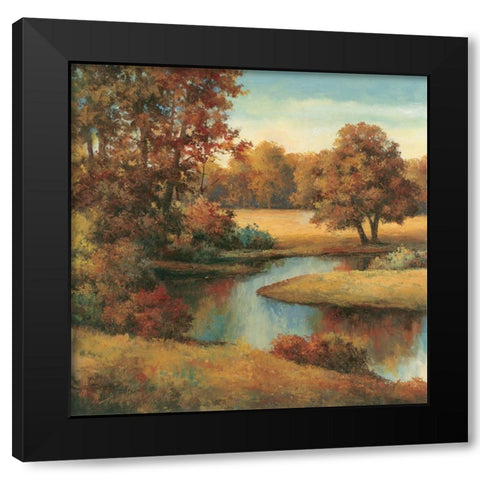 Lakeside Serenity I Black Modern Wood Framed Art Print with Double Matting by Unknown