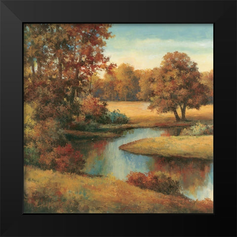 Lakeside Serenity I Black Modern Wood Framed Art Print by Unknown