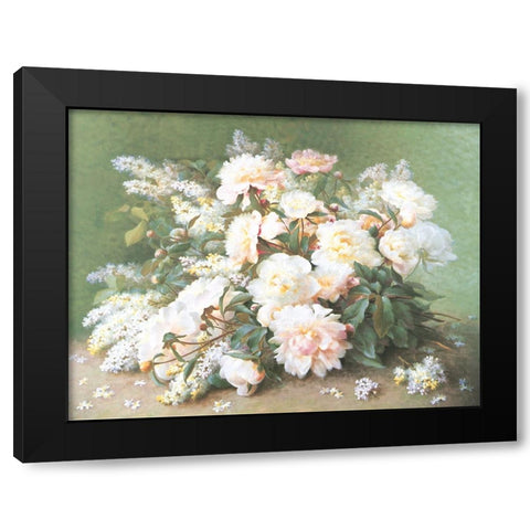 White Gladiolas Black Modern Wood Framed Art Print with Double Matting by Unknown