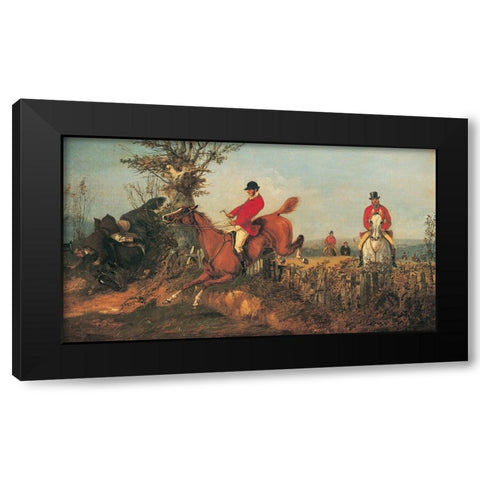 Fox Hunt Black Modern Wood Framed Art Print by Unknown
